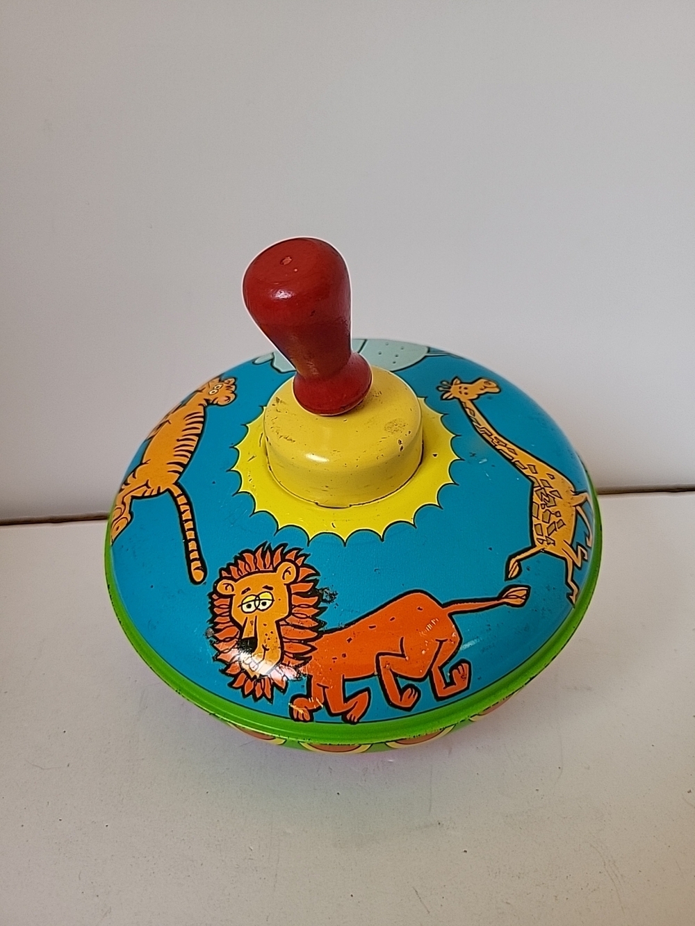 Vintage 1960s Zoo Animal Spin Top Toy Ohio Art